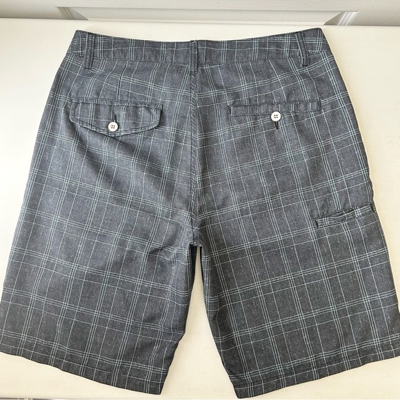 Hurley Men's Hybrid Board Shorts Flat Front Casual Grey Plaid Size 31 - Picture 15 of 16